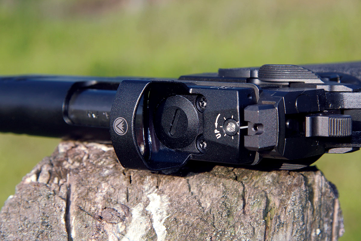 The battery compartment is found on top of the sight, making it accessible for battery swaps without removing the optic from the firearm.  A CR1632 lithium coin cell provides 26,000  hour-plus battery life.